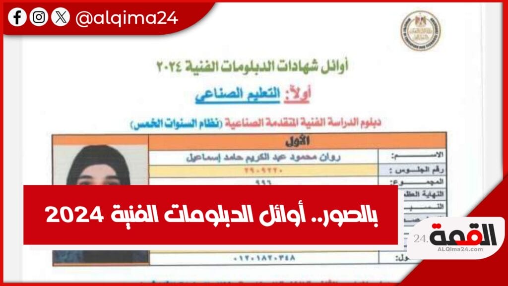 بالصور.. أوائل الدبلومات الفنية 2024